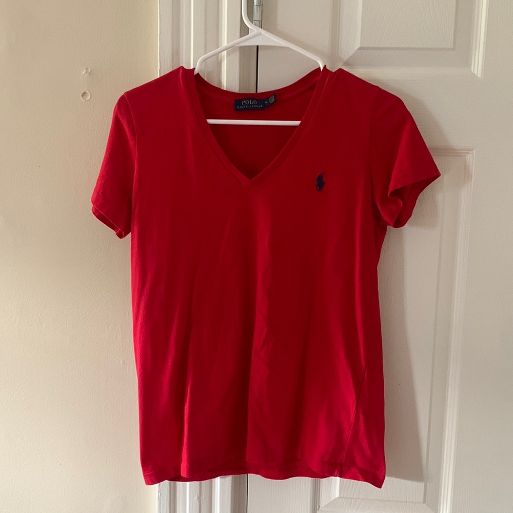 Red polo shirt